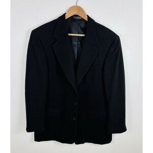 Vintage Cashmere Wool Blend Small/40 Black Blazer Sport Coat Woven in Italy